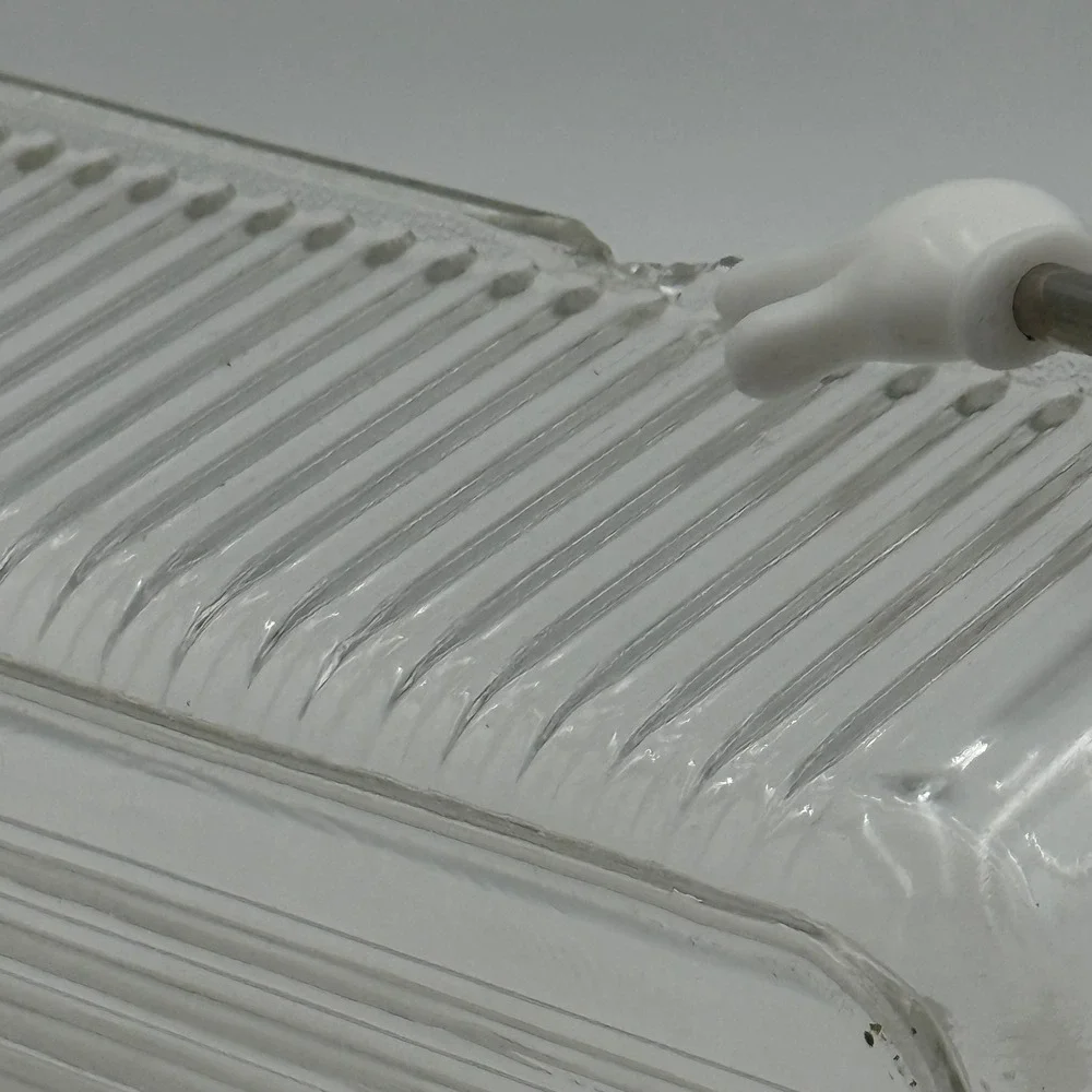 Vintage Clear Ribbed Glass Refrigerator Dish Embossed Vegetable Lid Rectangular